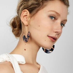 Tortoise Resin U Shape Drop Earrings Boho